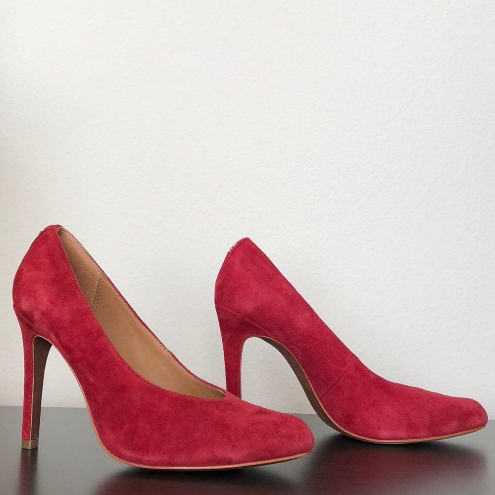 COACH red suede pumps. Size 6.